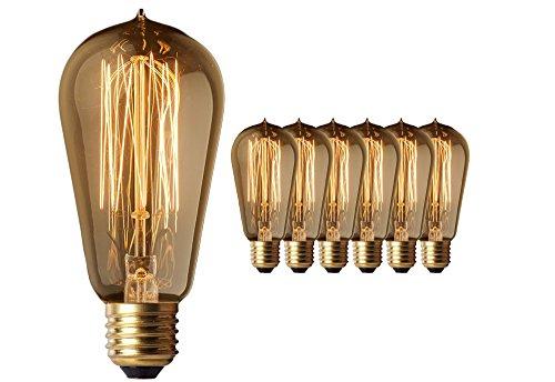 - Old Fashion Edison Light Bulbs - Highly Rated - 60W Vintage Squirrel Cage Filament - 120 Volts - 230 Lumens - St58 Teardrop - Dimmable Antique Amber Lighting - Warranty Included