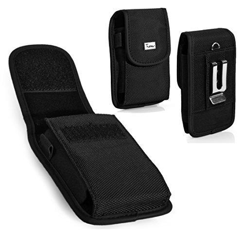 #1 TMAN Rugged Canvas Hook&Loop Closure Vertical Medium Belt Clip Case Pouch Holster for BlackBerry Torch 9810 Torch 2 Curve 9350 Sedona Bold 9790 Onyx III [PERFECT FITS WITH SILICONE CASE ON IT]