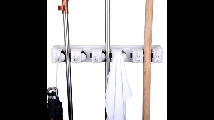 Get Organized! Home Basics Mop and Broom Hanging Organizer w/ Six Hooks by G Cast (3 years ago)