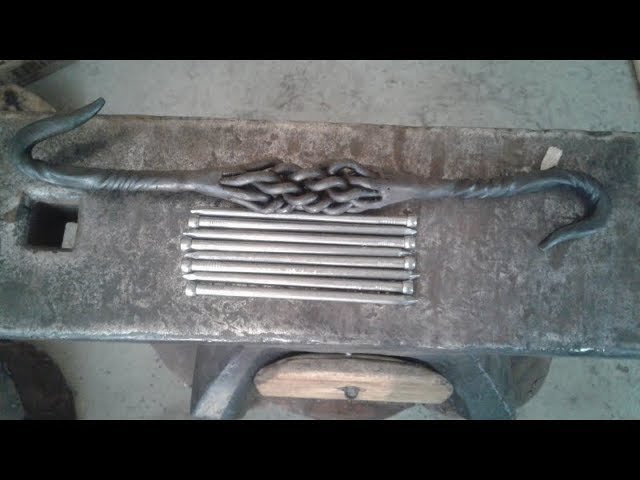 Island metal forge challenge S hook from a handfull of nails.