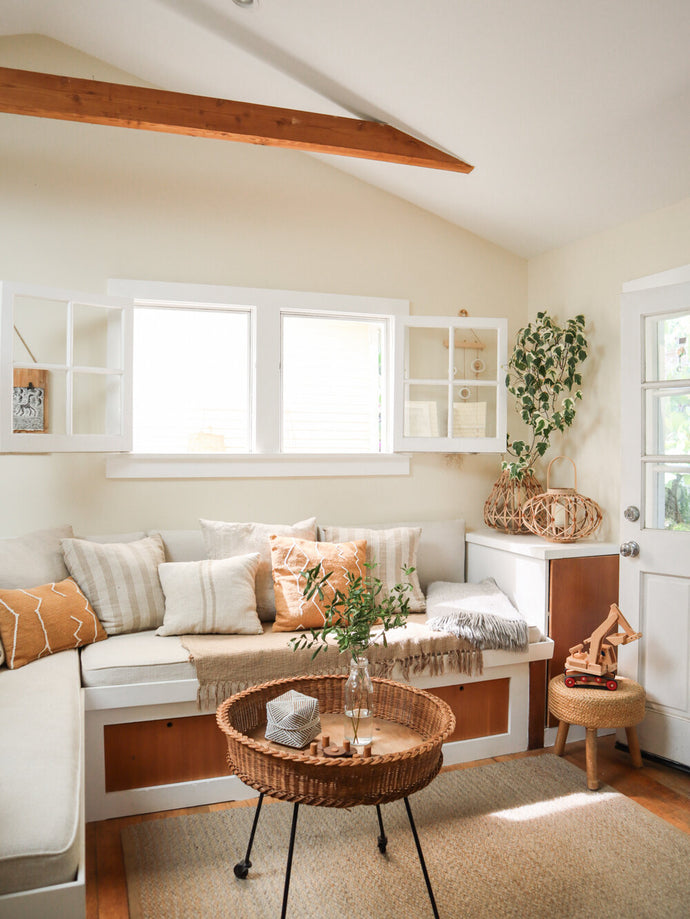 Convertible sofa cushion storage solutions