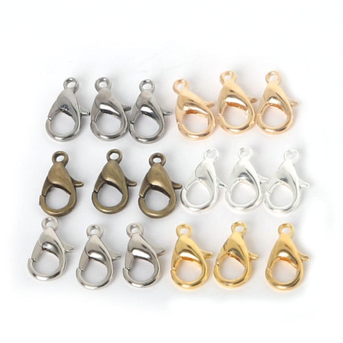 10/12/14/16Mm 100Pcs Metal Lobster Clasps Hooks Gold/Rhodium Lobster Clasps Hooks For Jewelry Making
