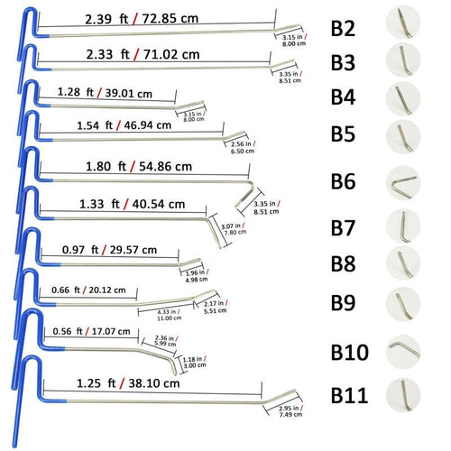 10pcs PDR Rods Hooks Car Crowbar Pump Wedge PDR Toolkit Paintless Dent Repair Tools Dent Removal Tool Set Herramientas