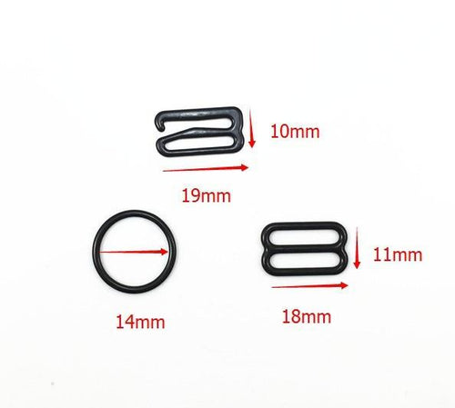 200set Metal Black Lingerie Hardware Sewing Clips Hooks Eye for Bra Strap 14mm Sewing Accessories WB95