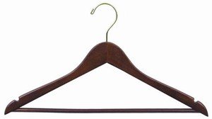 Only Hangers Walnut & Brass Flat Suit Hanger w/Bar [ Bundle of 25 ]