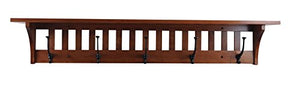 Mission Coat Rack Shelf Wall Mounted Ã¢â¬" Custom Available - 5 Hook, Cherry Wood, Washington Cherry Stain