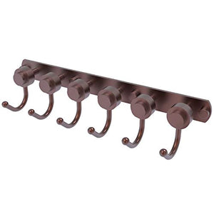 Allied Brass 920-6 Mercury Collection 6 Position Tie and Belt Rack with Smooth Accent Decorative Hook, Antique Copper