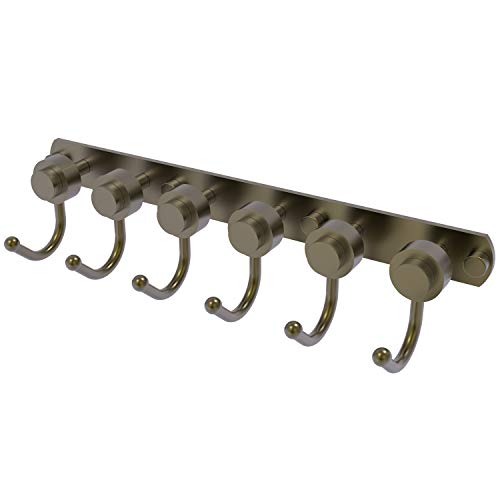 Allied Brass 920-6 Mercury Collection 6 Position Tie and Belt Rack with Smooth Accent Decorative Hook, Antique Brass