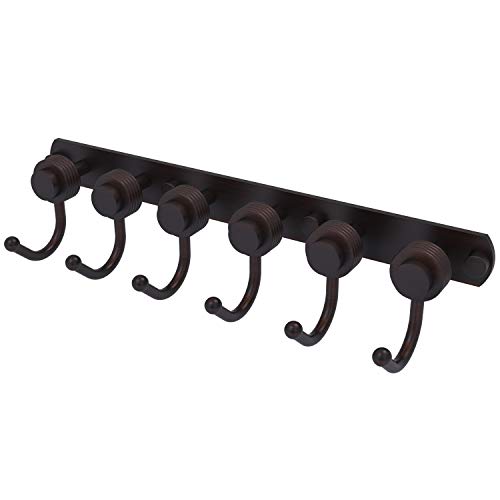 Allied Brass 920G-6 Mercury Collection 6 Position Tie and Belt Rack with Groovy Accent Decorative Hook, Venetian Bronze