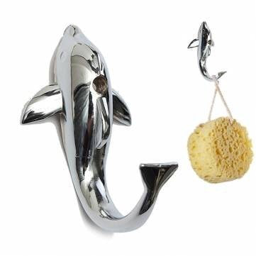 Silver Chrome Alloy Dolphin Hook Towel Hat Clothes Bathroom Hanger