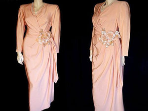RARE VINTAGE ANDREA ODICINI COUTURE - AMEN WARDY EVENING GOWN - MADE IN ITALY - METAL ZIPPER