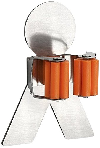 3M Self Adhesive Wall Mount Mop Hook Broom Hanger Stainless Steel Home Organizer & Tool Storage Rack With Spring Clip for Bathroom and Kitchen (Herringbone-2 Pack)