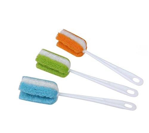 3Pcs Soft Hanging Sponge Cleaning Brush Cleaner With Long Handle Cup Feeding Bottle Scrubber Washing Brushes For Coffee Glasses Pot Milk Cup Mugs Winebottle Baby Bottles(Color Random)