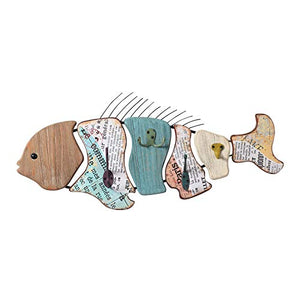Mediterranean Hook Creative Hanger Coat Hook - Wooden Fish - For Walls/Children's Room,B