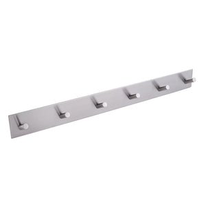 KES Bathroom Self Adhesive Coat and Robe Hook Rack/Rail with 6 Hooks, Brushed SUS304 Stainless Steel, A7063H6