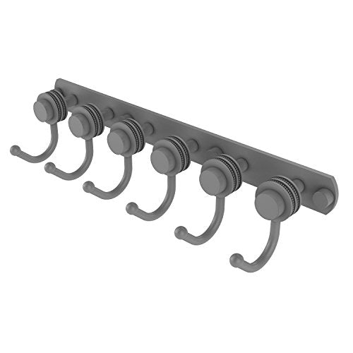 Allied Brass 920D-6 Mercury Collection 6 Position Tie and Belt Rack with Dotted Accent Decorative Hook, Matte Gray
