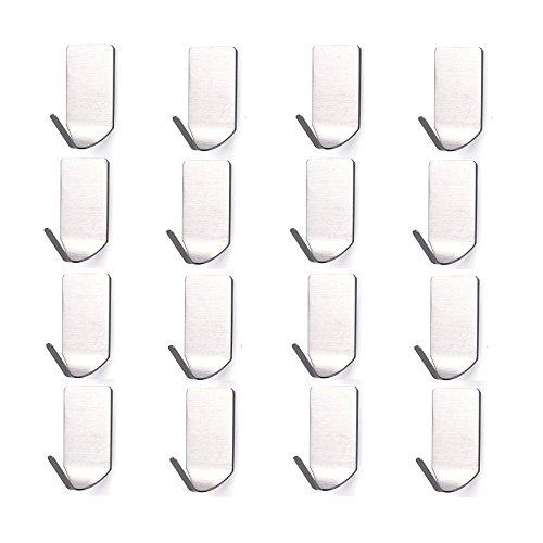 16 Pcs Wall Hooks Hangers - Stainless Heavy Duty Waterproof And Oilproof Hooks Ceiling Hangers For Bathroom Kitchen Wardrobe And Dedroom