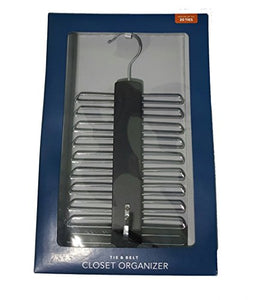 Tie and Belt Closet Organizer Hanger Holder. Storage Holds 20 ties & 2 Belts