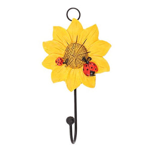 VKTECH Resin Sunflowers Hanging Hooks Wall Mounted Storage Decorative Hook for Coats Handbags Hats Keys (Yellow)