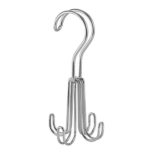 iDesign Classico Over the Rod, Closet Accessory Organizer for Ties, Belts, Handbags, Fashion Jewelry - 4 Hooks, Chrome