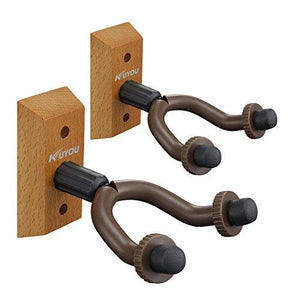 2pcs Guitar Wall Hangers Holders Stands Racks Hooks Fits Most of Guitars Easy to Install (Brown)