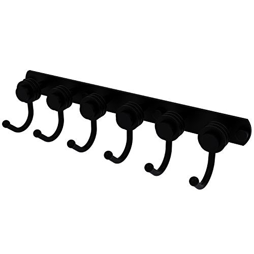 Allied Brass 920D-6 Mercury Collection 6 Position Tie and Belt Rack with Dotted Accent Decorative Hook, Matte Black