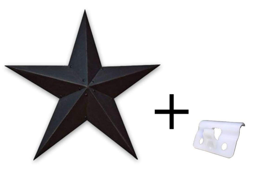 HC Large, Rustic Outdoor Barn Star, Metal Wall Decor, Nuts Bolts Included Easy Assembly Vinyl Siding Hanger to Hang On Your Home, Celebrate Your American Texas Pride (Black, 48x48