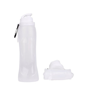 Foldable Bottle,Kean S3 BPA Free FDA Approved 100% Food Grade Silicone, Collapsible Unbreakable Leak Proof Heatproof 17 Oz 500ml Silicone Water Bottle With Hook (Clear)
