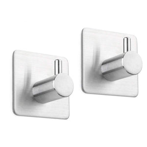 2 Pack of Self Adhesive Hooks? Stainless Steel Wall Mounted Sticky Racks Tea Towel Holder Robe Coat Hat Hook Hanger Heavy Duty Waterproof and Oilproof for Kitchen Bathroom Lavatory ? 3M Stick Hook