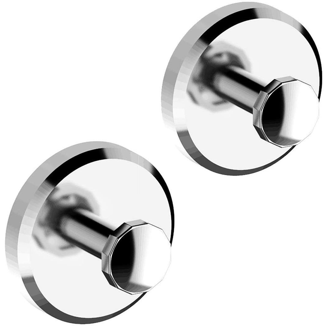 HOME SO Bathroom Hook with Suction Cup Holder, Diamond Collection - Removable Shower & Kitchen Hooks Hanger for Towel, Bath Robe, Coat, Loofah (Chrome 2-Pack)