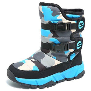 GUBARUN Boys Snow Boots Winter Waterproof Slip Resistant Cold Weather Shoes (Little Kid)-13M,Black/Blue