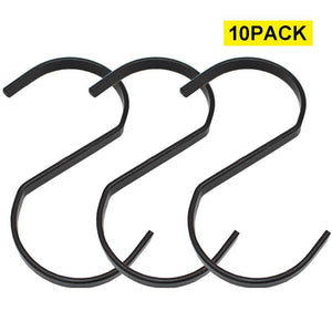 10Pack 4 inch S Flat Hook S Shape Durable Stainless Steel Hanging Hooks for Scarf, Apparel, Kitchenware, Utensils, Plants, Towels, Gardening Tools, Clothes