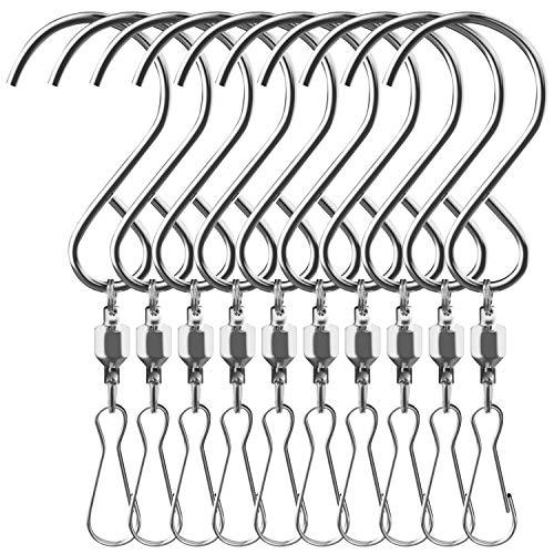 10 Pack Swivel Hooks Clips Smooth Spinning for Hanging Wind Spinners Wind Chimes Crystal Twisters Party Supply Rotating Display S Hooks
