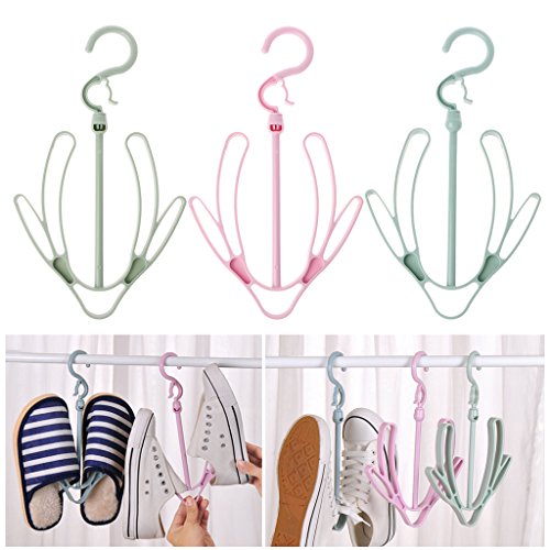 Yeahii New Shoes Drying Rack Shelf Hanger Holder Hook Hanging Storage Organizer Home Use (Green)