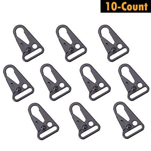 1" 1.25" 1.5" Enlarged Mouth Clips Hooks for Paracord Sling Outdoors Bag Backpack (1" Black (10-Pack))