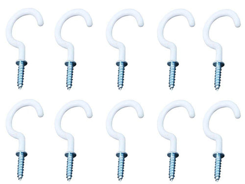 10PCS White Small Self-Tapping Screws Hanging Hook Ceiling Hooks Desk Cup Mug Hook Holderf for School Bag/Mini Question Mark Shaped Hooks for Kicthen Using (1'')
