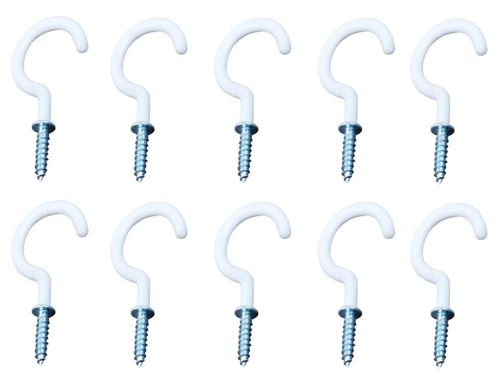 10PCS White Small Self-Tapping Screws Hanging Hook Ceiling Hooks Desk Cup Mug Hook Holderf for School Bag/Mini Question Mark Shaped Hooks for Kicthen Using (1'')