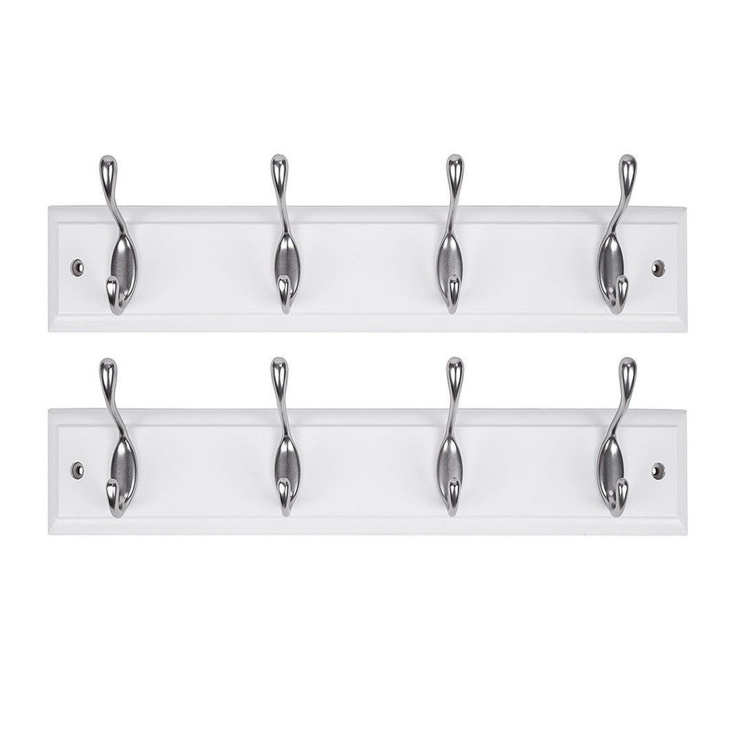 DOKEHOM DKH0116NPX2 2 Set 6-Satin Nickel Hooks -(4 Colors, Available 4 and 6 Hooks)- on Pine Wooden Board Coat Rack Hanger, Mail Box Packing