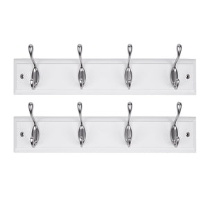 DOKEHOM DKH0114NPX2 2 Set 4-Satin Nickel Hooks -(4 Colors, Available 4 and 6 Hooks)- on Pine Wooden Board Coat Rack Hanger, Mail Box Packing