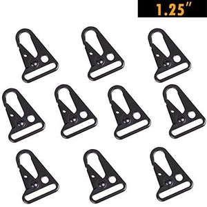 1" 1.25" 1.5" Enlarged Mouth Clips Hooks for Paracord Sling Outdoors Bag Backpack (1.25" Black (10-Pack))