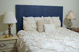 Navy Blue Headboard Queen Size Weathered, Hanger Style, Handcrafted. Mounts on Wall. Easy Installation