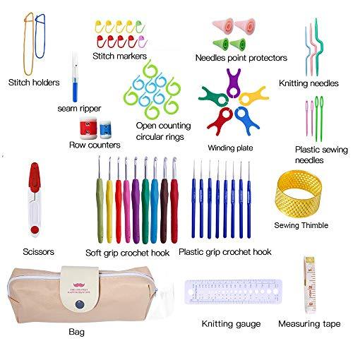 19 Pieces Crochet Needles Ergonomic Crochet Hooks Set 0.6MM-8MM with Case Suitable for Yarn Knitting and Sewing Perfect for Pro or Beginners