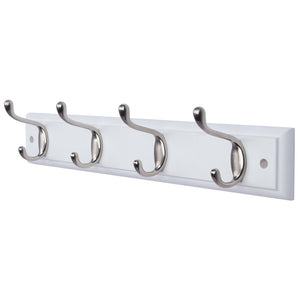 DOKEHOM DKH0114NP2 4-Satin Nickel Hooks -(4 Colors, Available 4 and 6 Hooks)- on Pine Wooden Board Coat Rack Hanger, Mail Box Packing