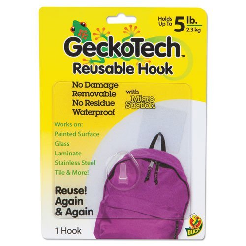Duck. GeckoTech Reusable Hooks, Plastic, 5 lb Capacity, Clear, 1 Hook (282314)