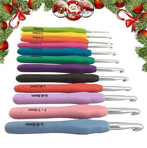 BEST 12 CROCHET HOOK SET WITH ERGONOMIC HANDLES FOR EXTREME COMFORT. Extra Long Crochet Hooks perfect for Arthritic Hands - Smooth Needles for Superior Results and to use with all Patterns and Yarns.