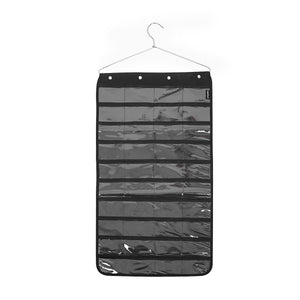 SupertechÂ® Jewelry Hanging Non-woven Organizer 40 Pockets 22 Hook, Dual Sides Space-saving Household Accessory Holder Storage With Metal Hanger(40 Pockets& 22 Hooks Black)