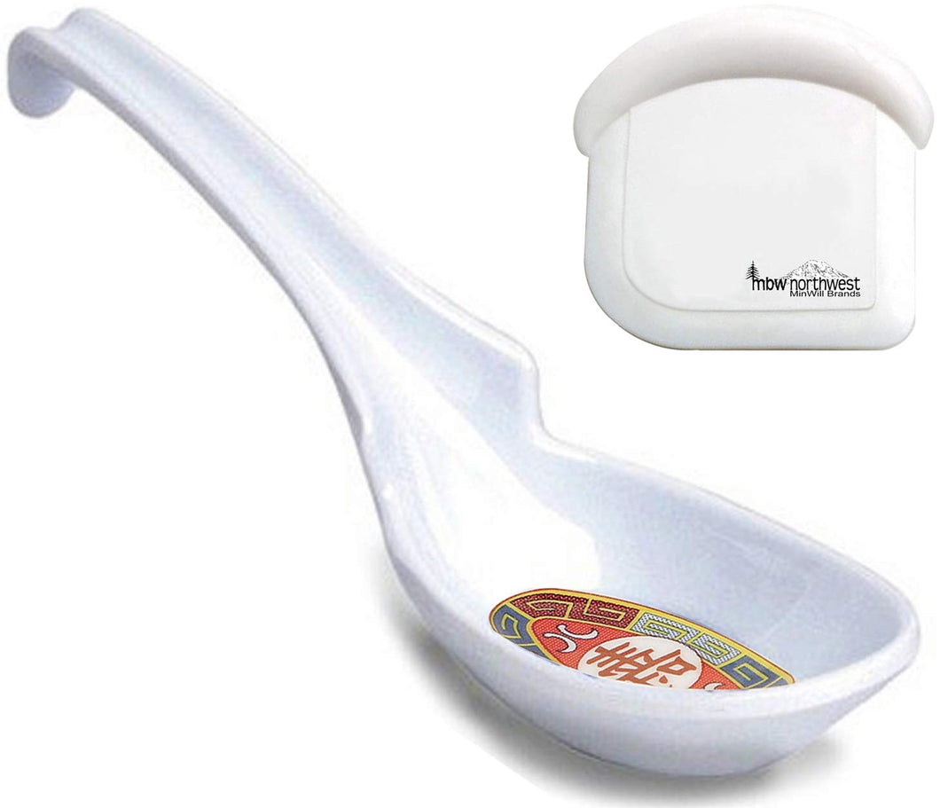 Hook Ladle Soup Spoon with Pan Scraper (Longevity 12-Pack)