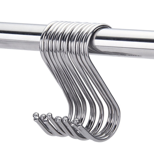 10 Pack All-powerful Scarf Apparel Punch Cup Bowl Kitchen S Shaped Silver Tone Polished Iron Plating Hanging Hooks for Bathroom,bedroom,office (L)