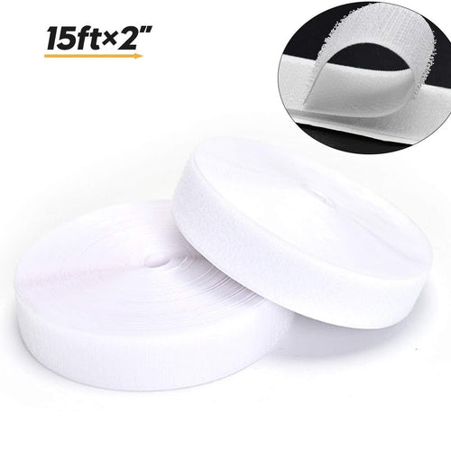 5cm/2inch Self Gripping Strap Heavy Duty Sticky Back Fastener Hook and Loop Tape Adhesive Self-Adhesive Mounting Fasten Tape Interlocking Tape Hook and Loop with Strong Tape Fastener(White, 5 Yards) 5cm/2inch(White)