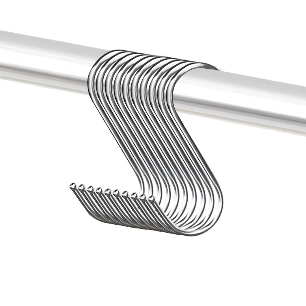Feeko Stainless Steel S Hooks,S Shaped Hook for Hanging Heavy Duty Metal Butcher Meats,Organizing Utensils,Pots and Pans,Jewelry,Belts,Closets 10PCS